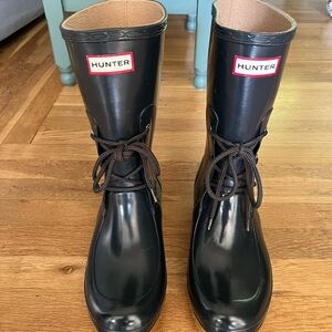 Hunter Ackley Mid Calf Lace Up Rain Boot